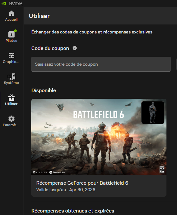 Robinlou1FR's tweet photo. Go to NVIDIA app for have a #Battlefield6 skin ! 🎁 https://t.co/3wt0LcxiNN