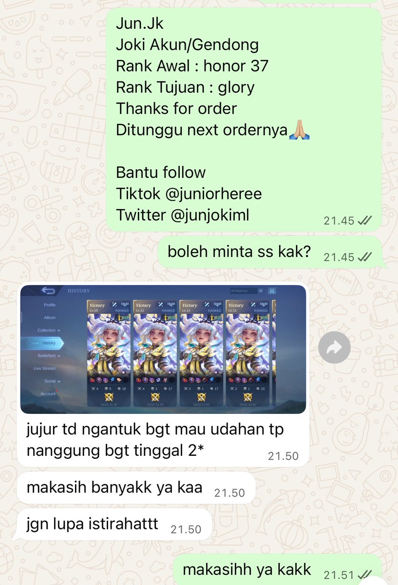 done

jokgen honor 13⭐️

yang mau joki ml/gendong sung aja chat wa dibio ya
