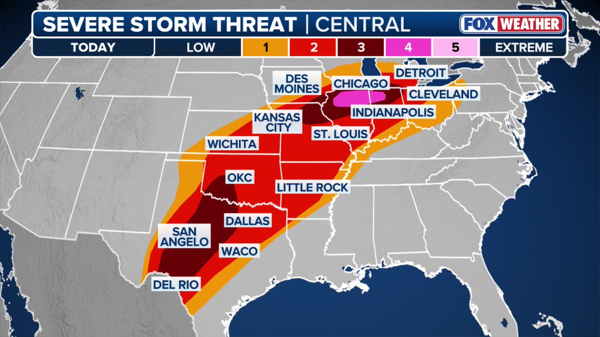 HIGH-END THREAT 🌪️: A rare Level 4 of 5 risk is in place for