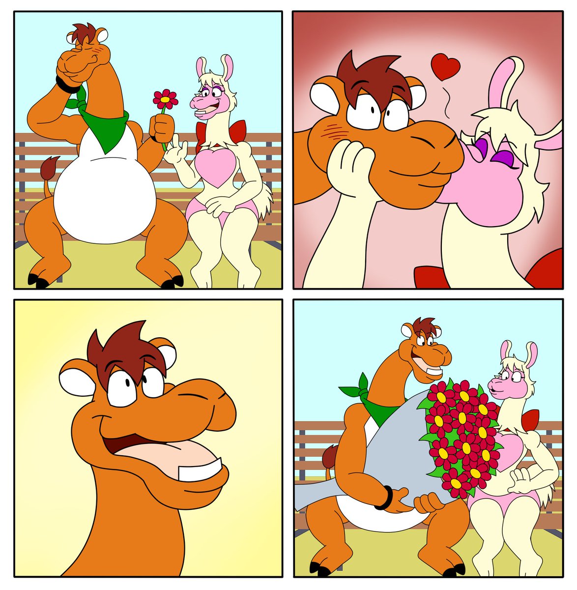 Caramelo is starting to date Carolina. It seems he like kisses.
New Caramelo the Camel comic.
