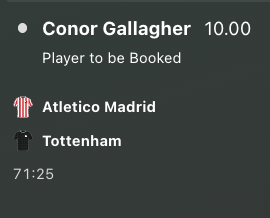 TheValueFinders's tweet photo. 🚨 INPLAY 🚨

Connor Gallagher to be carded. 9/1 🟨 https://t.co/dIDeht3RJ6