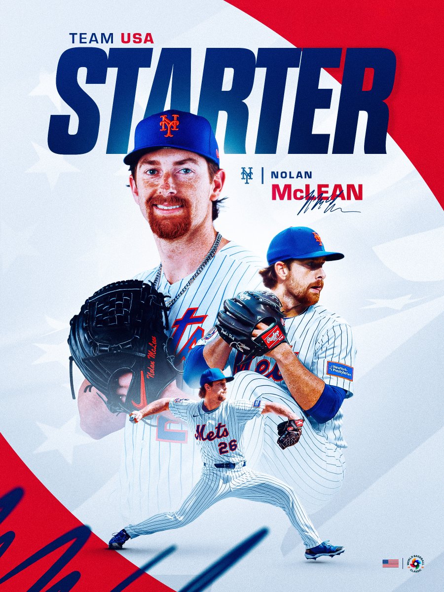 Mets's tweet image. On the mound for Team USA: Nolan McLean 🔥🇺🇸