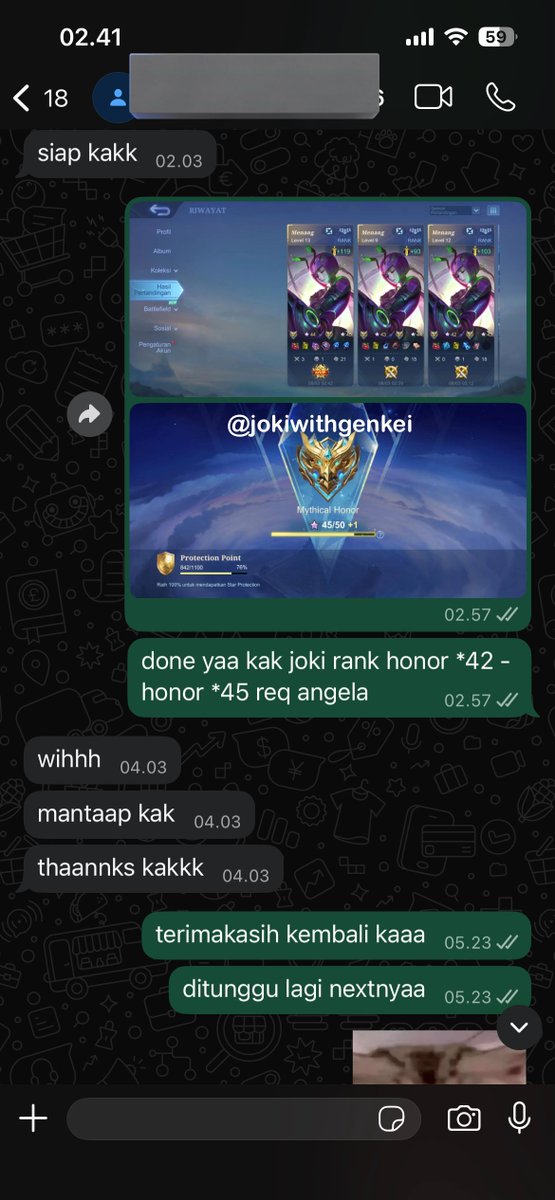 #testigenkeii
820. honor *49 - glory *60 req mino
821. honor *40 - glory *50 req irithel melissa
822. mythic *21 - honor *25 req alpha yin
823. honor *42 - honor *45 req angela

t. joki ml, jokgen rank