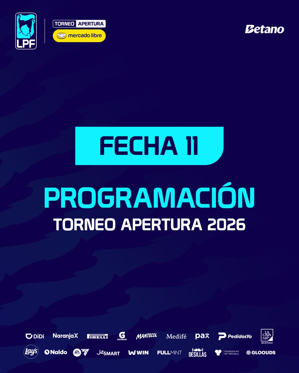 #Programación | Por cuestiones organizativas, se modifican los horarios de los siguientes partidos de la #Fecha11 del #TorneoMercadoLibre 2026:

<a href="/caplatense/">Club Atlético Platense</a> 🆚 <a href="/Velez/">Vélez Sarsfield</a> se disputará el sábado 14/3 a las 19.00 (estaba a las 17).

<a href="/RosarioCentral/">Rosario Central</a> 🆚 <a href="/CAB_oficial/">Club A. Banfield</a> se jugará el sábado