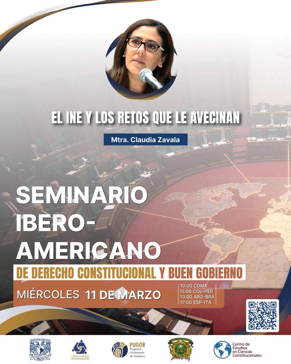 ¿Qué sigue para el <a href="/INEMexico/">@INEMexico</a>? 🗳️🇲🇽

El <a href="/PUGOBUNAM/">PUGOB UNAM</a>, en colaboración con la <a href="/UAEM_MX/">UAEMéx</a> y su Centro de Estudios en Ciencias Constitucionales (#CECC), analizan los retos del INE con la Consejera <a href="/CZavalaP/">Claudia Zavala</a>. 🏛️

Diálogo académico de primer nivel.

📺 EN VIVO: youtube.com/live/ryD6hgj2l…