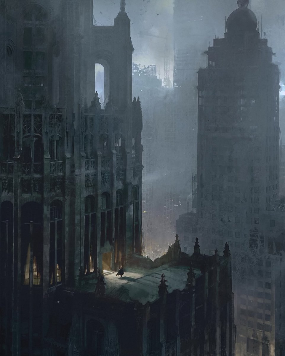 batmancurated's tweet photo. early wayne tower study for the batman; art by joe studzinski https://t.co/FKXlyi8RGD