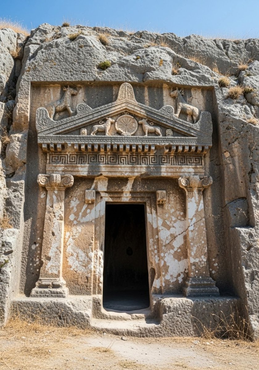🪨 A Temple Carved Into a Mountain… But Who Was It Really Built For?

Hidden in the cliffs near the quiet village of Gökçegüney in central Turkey lies a mysterious stone façade that has watched the world for nearly 3,000 years. Carved directly into the soft volcanic rock by the