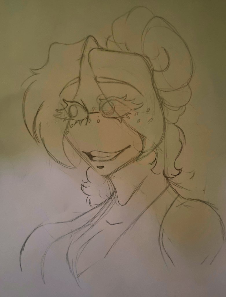 I thought about doing some drawing... And then I reflected... Why not draw an albino country human? So I drew Ukraine, I'll color it soon so you can get an idea, but her hair is transparent in some parts, her eyelashes and freckles are white, and her eyes are very light. Albinism