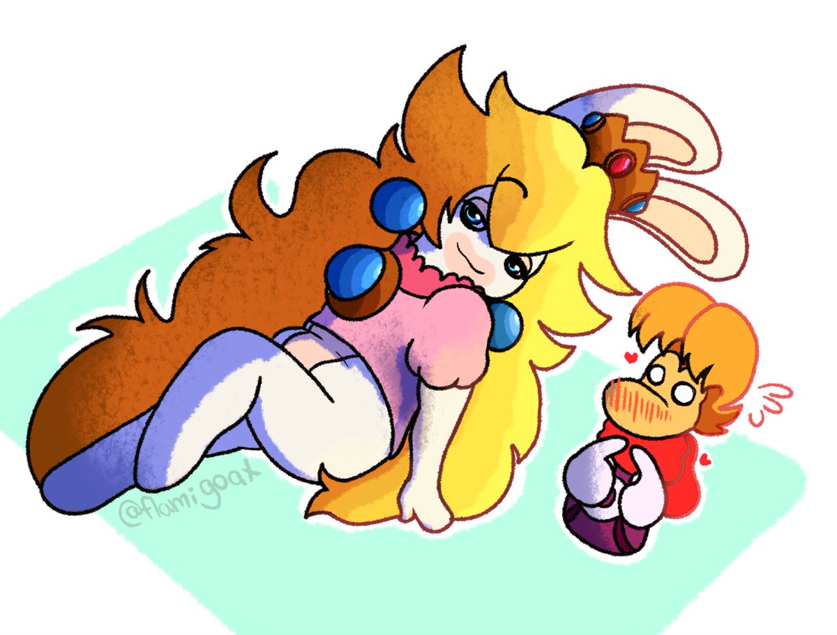 flamigoat's tweet photo. Okay, so they still haven’t left my mind. 🤭💖🧡✨
#raypeach #mariorabbids #rayman https://t.co/wliL5eOWjh