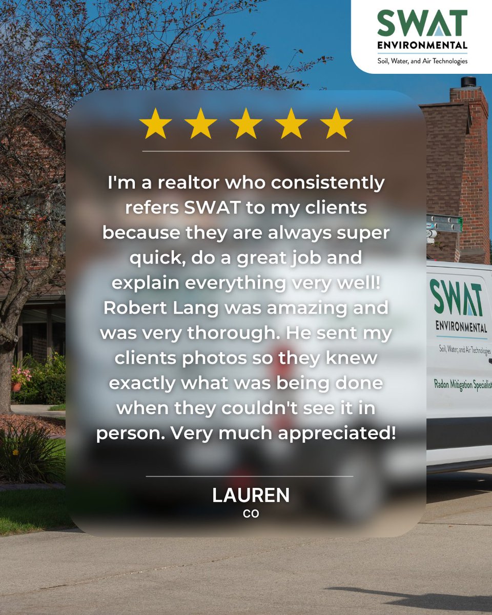 SWAT2TheRescue's tweet photo. Realtors trust SWAT Environmental to take care of their clients.

Fast, thorough, and always keeping clients informed every step of the way.

Tap below to learn more!

https://t.co/Qg8d6dnHlp

#Radon #RadonTest #RadonTesting #RadonMitigation #RadonRemediation #realestate https://t.co/MHxekA77AX
