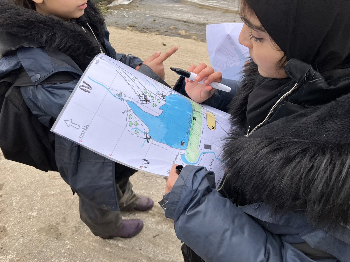 The children learned the basics of map reading and what orientation means as well as using the ‘key’.  We used the map to navigate to different destinations to find a specific feature and plot it onto our map.