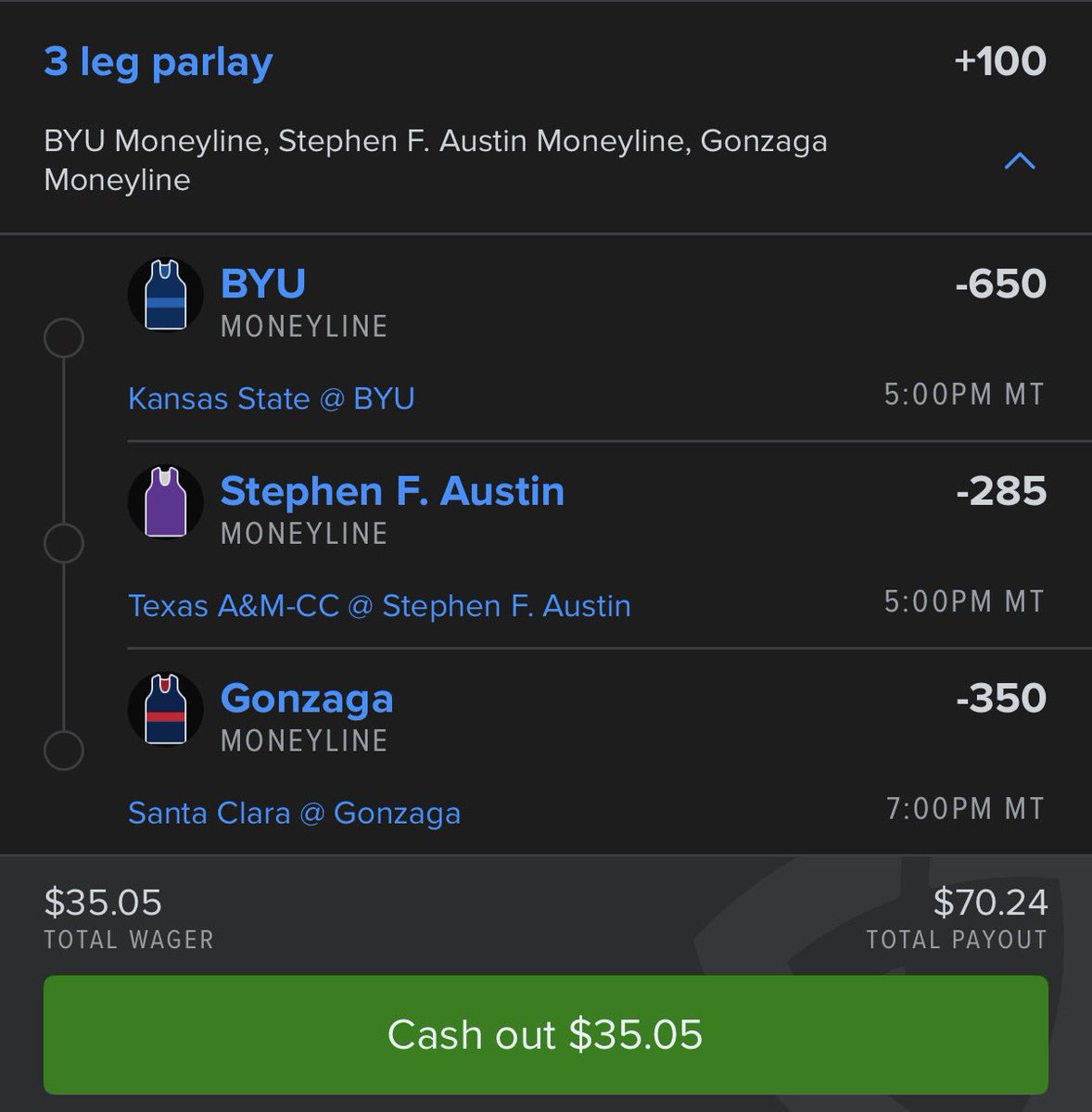 GroksLock's tweet photo. 🚨Day 3 of the $10 -> $1k challenge!🚨
$35.05 -> $70.24
Days 1 &2 are complete, let’s cash!✅
#CollegeBasketball #MarchMadness #gamblingtwitter #gamblingx #grokslock https://t.co/WCj20YjTY3