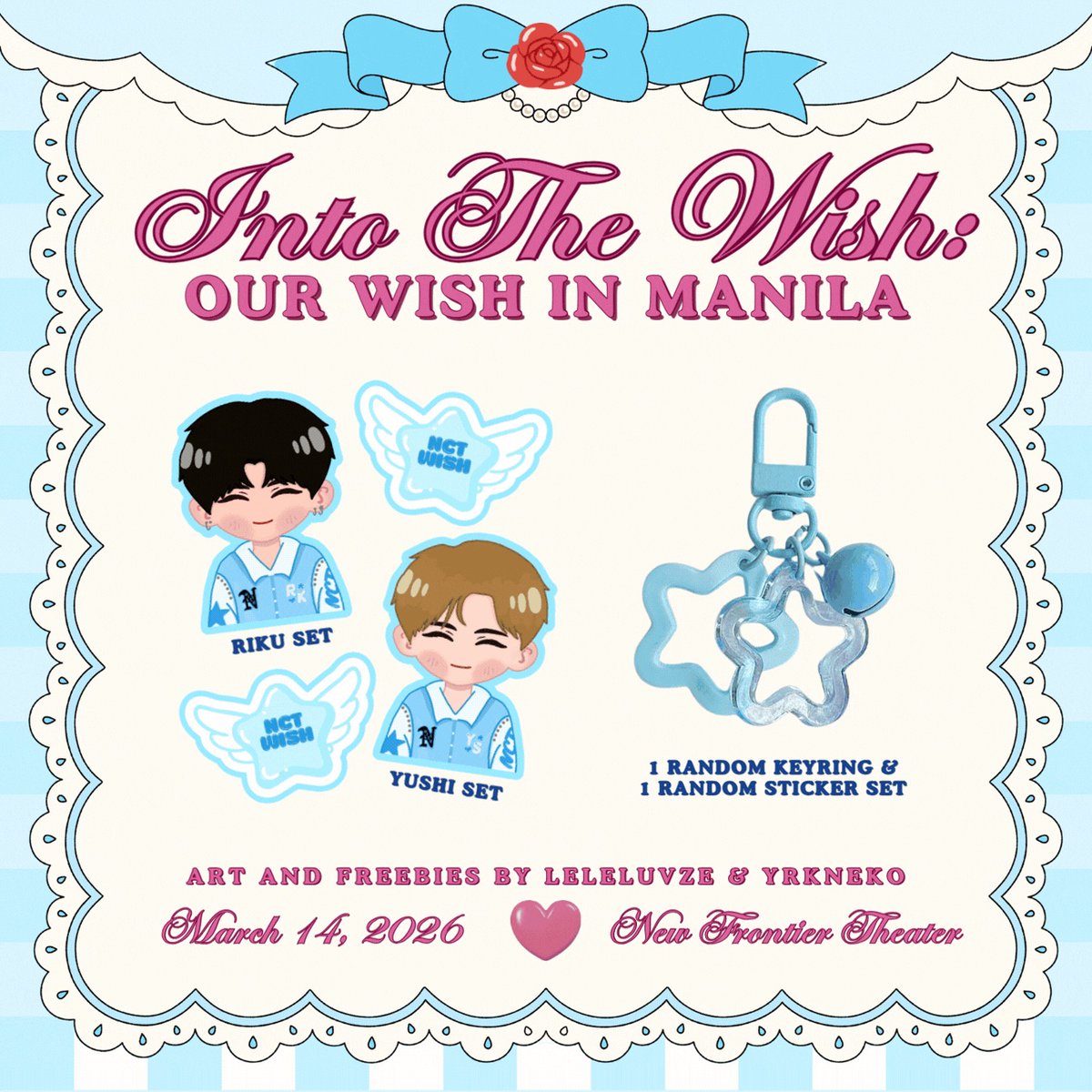 ꒰ঌ NCT WISH INTO THE WISH: OUR WISH IN MANILA ໒꒱
art &amp; freebies by <a href="/leleluvze/">aiz saw wishies</a> &amp; <a href="/yrkneko/">ali</a> 

🥟 like &amp; retweet
🪽 open for trade on d-day
🤍 limited quantity

#OurWISH_MANILA #OURWISHinMANILA 
#INTOTHEWISH 
#NCTWISH