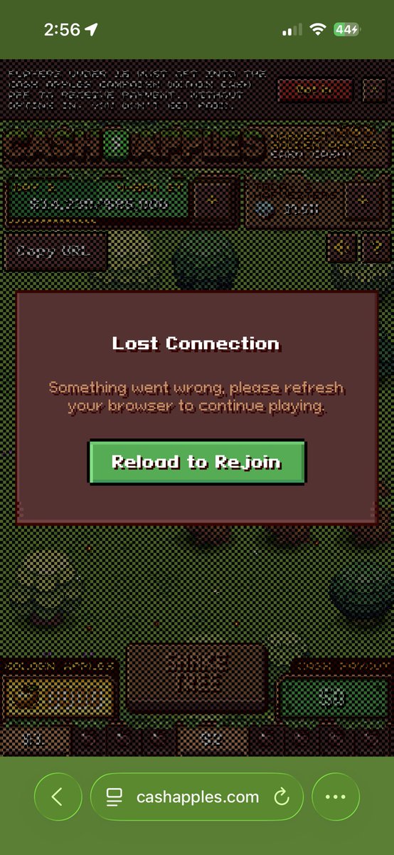Gageful's tweet photo. @CashApp I’ve been playing for 2 hours straight and haven’t gotten a single gold apple yet this is bull crap haha https://t.co/jHWtHHKdWa