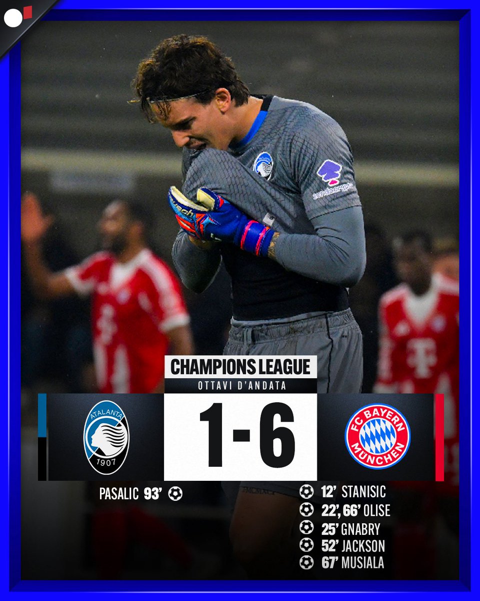 CB_Ignoranza's tweet photo. Troppo, troppo, troppo Bayern Monaco per quest’Atalanta. 

La squadra di Palladino viene umiliata dai bavaresi con un risultato tennistico. 
Un 1-6 già storico.
Praticamente il ritorno è diventato il secondo set. 

E gli Indian Wells muti. https://t.co/F7emEHzpQZ