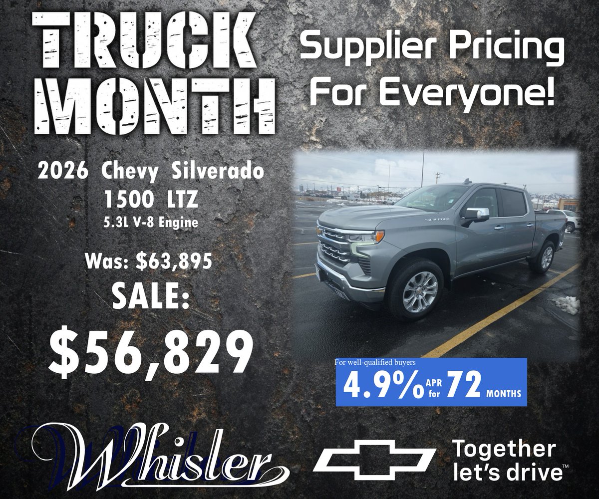 whislerchevy's tweet photo. #TruckMonth Save over $7,000 on this fully loaded Chevy Silverado 1500 LTZ.

https://t.co/9lJcAREB3z https://t.co/wg0oHA7eIO
