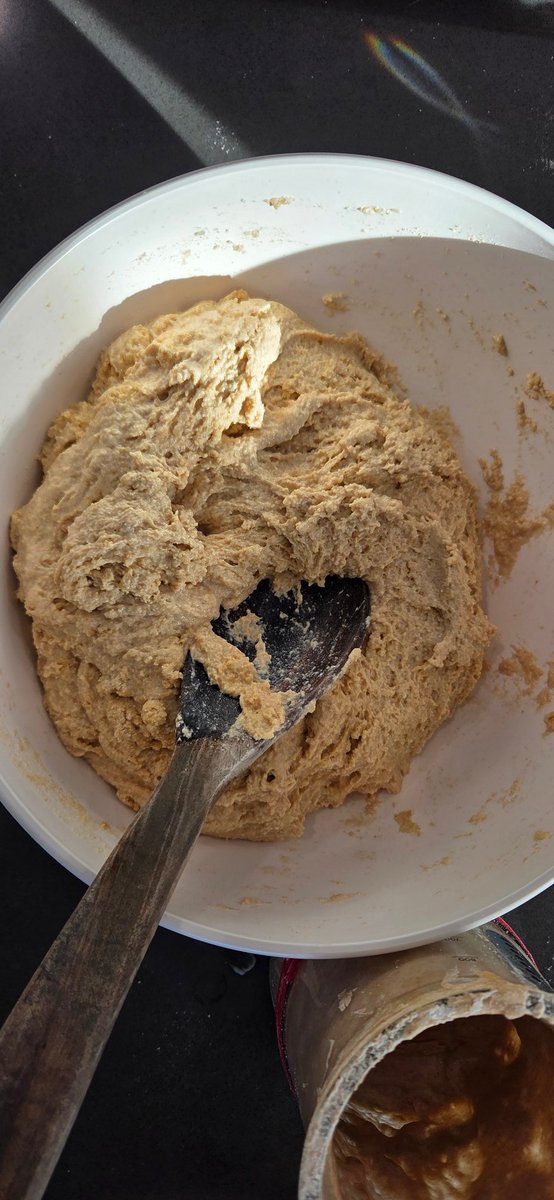 yorudan's tweet photo. Initial mix of some whole grain kamut #sourdough. It's baking now.
I milled the flour this morning.
Whipping this up to share with a local coffee shop owner who has invited me to teach some sourdough classes there. Going to scope it out and I'll let you know what we find~ https://t.co/JdAawAXdQ5