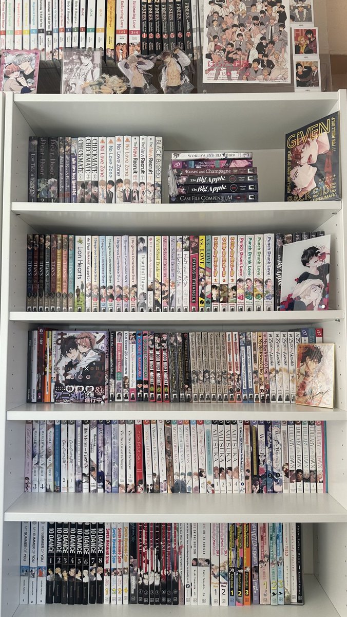 sskslov's tweet photo. I’ve been so busy preparing for my trip but I finally manage to re organize my BL collection (apparently I own 661 vols of BL but you could never tell~ love ikea’s Billy) https://t.co/O64zSk1GI8