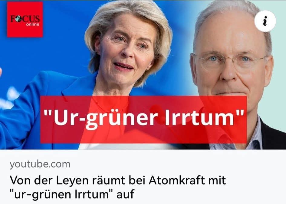 PoggenburgAndre's tweet image. Ist Ursula @vonderleyen nun auch Schwurbler oder #Nazi, wie ja alle subsumiert werden, die sich gegen grüne Politik stellen und diesen Schwachsinn von Atomausstieg von Beginn an kritisiert hatten?
🤔