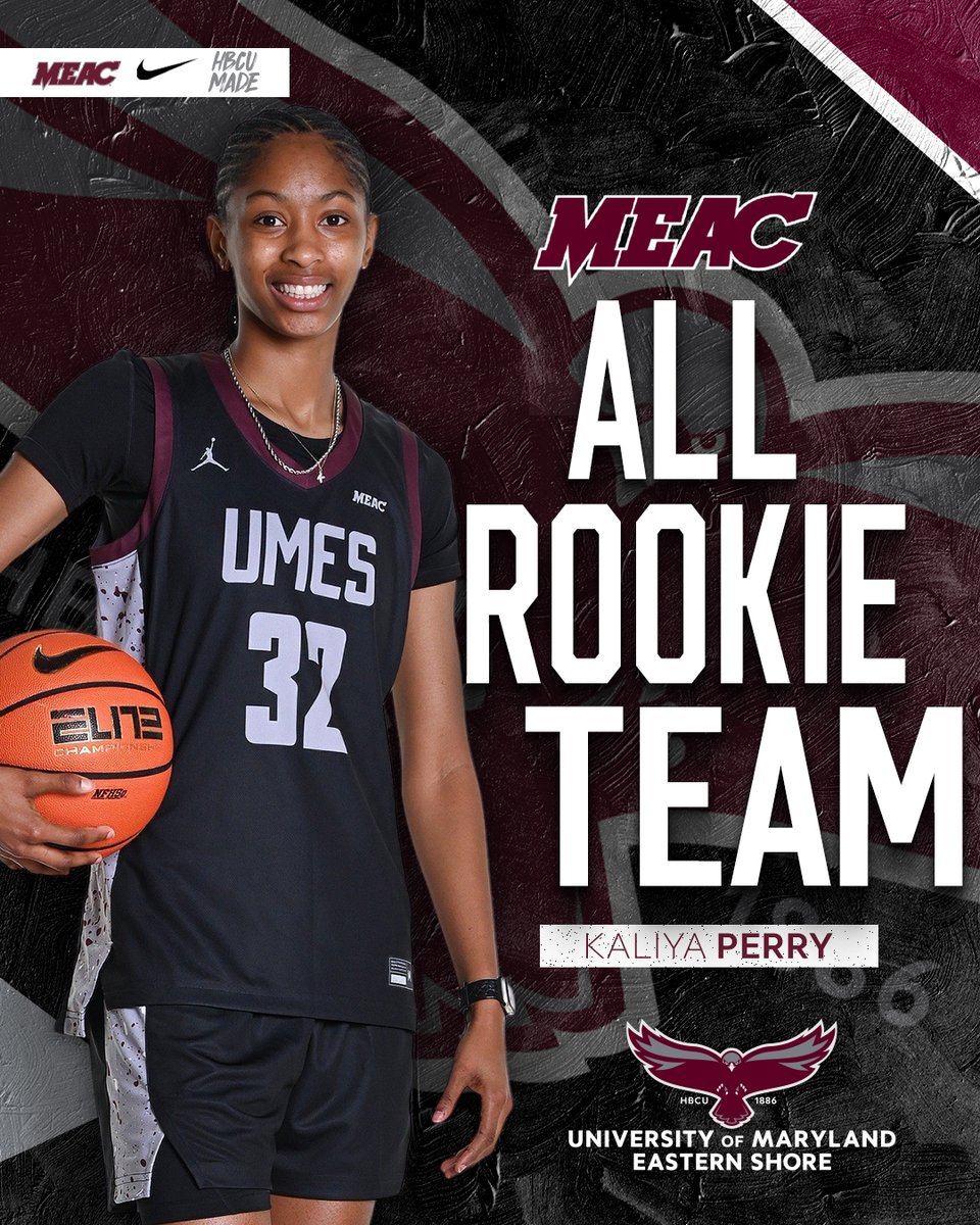UMESWomensHoops's tweet photo. 🏀PERRY NAMED TO ALL-MEAC ROOKIE TEAM🏀 
 
In the lead up to the 2026 MEAC Tournament, UMES freshman Kaliya Perry has been selected to the All-MEAC Rookie Team!
 
Visit https://t.co/xntNtgiJ7n for full coverage of the MEAC awards!
 
#HawkPride | #SoarAboveandBeyond I #HBCUMade https://t.co/PjQj1v5v8g