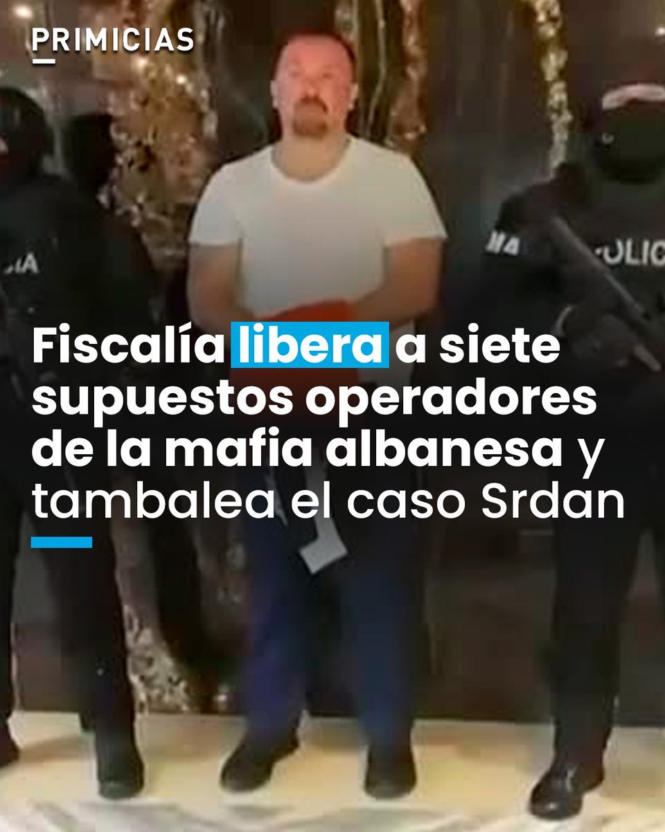 La Fiscalía emitió un dictamen abstentivo que libera a siete presuntos operadores de Jezdimir Srdan, enlace de la mafia balcánica en Ecuador. prim.ec/vkrs50Ys6V3