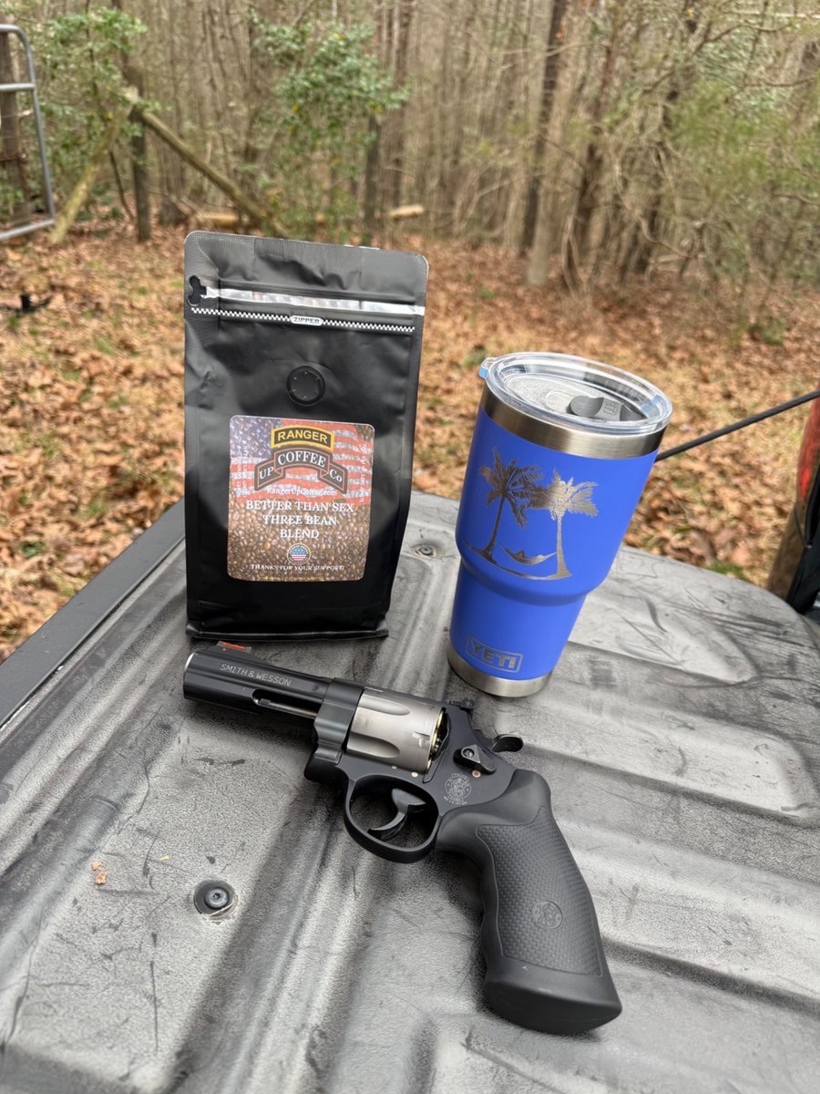 BlueMooGuns's tweet image. Good Wednesday Morning! Happy Hump Day from the woods – kicking off mid-week with @RangerUpCoffee
Better Than Sex!
Paired w/ my S&amp;amp;W wheelgun – coffee this good needs backup. Fresh air, brew, &amp;amp; freedom vibes!

#wednesdayvibes #wednesdayvibe #wednesdaymotivation #GoodMorning