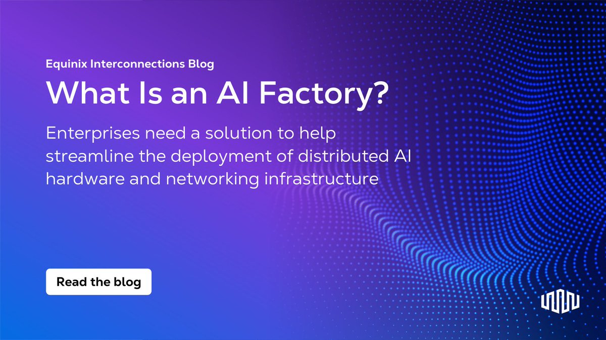 Equinix's tweet image. Advanced #AI use cases are top of mind for all enterprise IT leaders. An #AIFactory solution can be the shortcut they need to unlock those use cases quickly. Learn what an AI factory is &amp;amp; how it can help: eqix.it/47oe0Mu