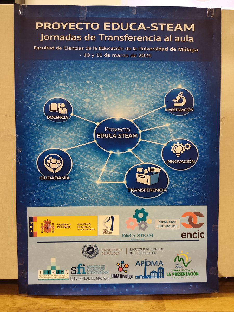 Apidma's tweet photo. 🧪Hoy han comenzado las jornadas del Proyecto Educa-STEAM en @Educacion_UMA en las que participa nuestra Asociación. https://t.co/duptL50P90