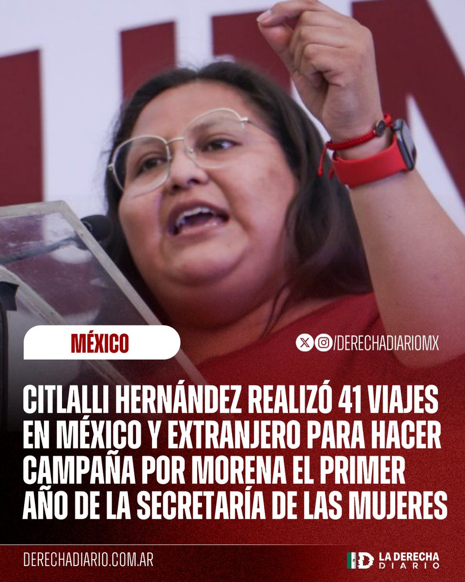 🚨🇲🇽 | GASTO INNECESARIO: La Cenadora Citlalli Hernández realizó 41 viajes, de los cuales 2 fueron al extranjero, durante el primer año de la Secretaría de las Mujeres, para hacer propaganda política a favor de Morena, despilfarrando recursos públicos en cada vuelo mientras en