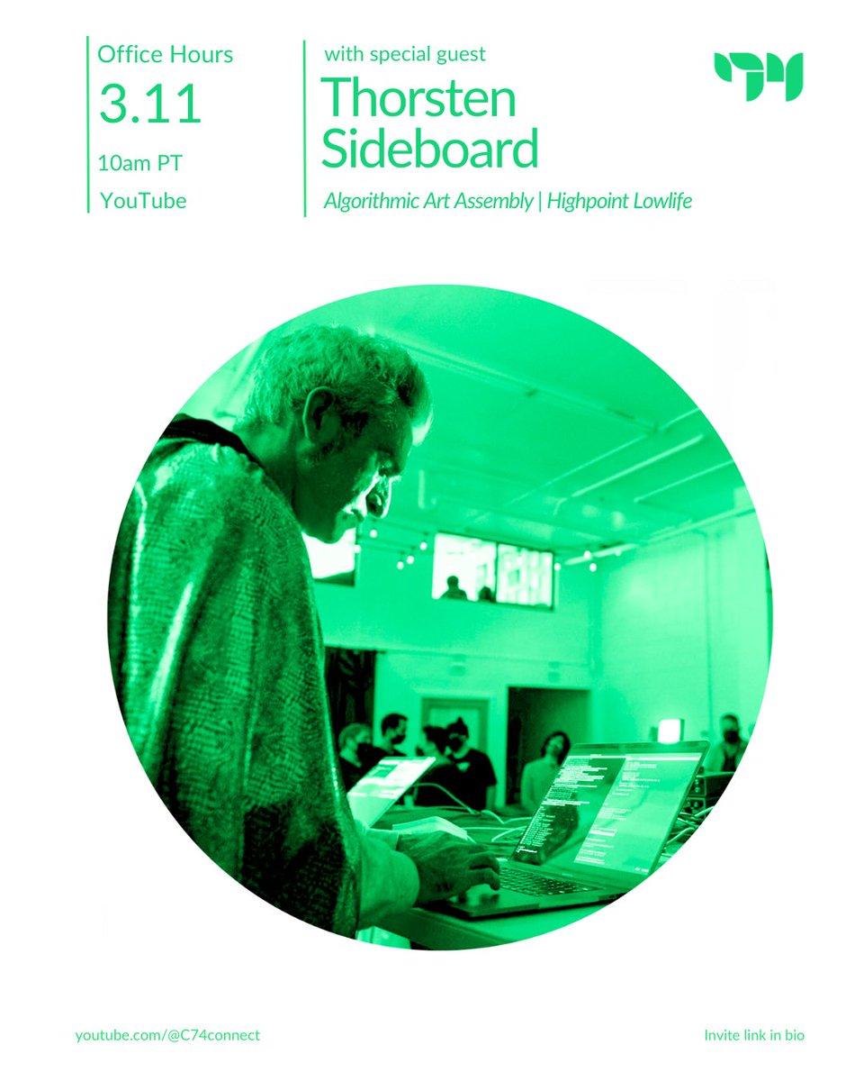 cycling74's tweet photo. 🔊 TOMORROW 3/11 at 10am PT! 🔊 We are so excited to have @sideb0ard joining us for Office Hours!
We’ll be chatting about algorithmic music, coding, upcoming Algorithmic Art Assembly and much more! 📺💬

Join us here!👇
🔗 https://t.co/HILCQlbVhc

#maxmsp #algorave #computermusic https://t.co/QO8zQuBiZx