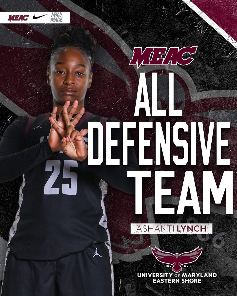 UMESWomensHoops's tweet photo. 🏀LYNCH NAMED TO ALL-MEAC DEFENSIVE TEAM🏀 
 
In the lead up to the 2026 MEAC Tournament, UMES senior Ashanti Lynch has been selected to the All-MEAC Defensive Team!
 
Visit https://t.co/xntNtgiJ7n for coverage of the MEAC awards!
 
#HawkPride | #SoarAboveandBeyond I #HBCUMade https://t.co/2jhtN0G7op