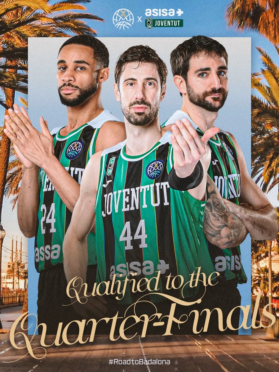 JA SOM EQUIP DE QUARTS DE FINAL! 💚🖤

I EN VOLEM MÉSSSS! 🔥🔥

Següent objectiu: ser primers de grup de la <a href="/BasketballCL/">Basketball Champions League</a>! 🔝

#ASISAJoventut #CityOfBadalona #BasketballCL