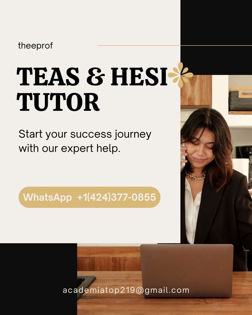 _theeprof's tweet image. Stop stressing about exams and start preparing with professionals who care!
Our TEAS &amp;amp; HESI tutors provide structured lessons and mock tests that guarantee results.
📞 Contact now: +1 (424) 377-0855
#NursingPrep #ExamCoaching #HESIPrep #TEASTraining #AcademicExcellence
