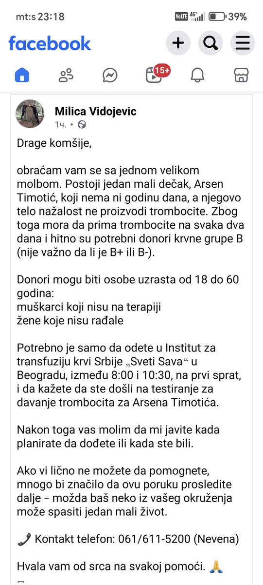 dejan_sundic's tweet photo. Друштво, са фејса је објава, требамо овом малом борцу! Имате све податке у тексту који делим! ✊✊✊ https://t.co/QBRiiEM8Cl