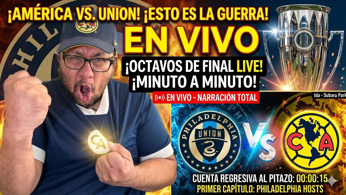 Acompáñame a vivir el partido entre el <a href="/ClubAmerica/">Club América</a> y el <a href="/PhilaUnion/">Philadelphia Union</a> en la ida por los 1/8 de final de la <a href="/TheChampions/">Concacaf Champions Cup</a> 

Los espero…. 

👇👇👇

🦅🦅 ¡PRIMER PARTIDO RUMBO A LOS CUARTOS DE FINAL EN COCACAF! | NARRACIÓN ... youtube.com/live/BlgRHIdVK… vía <a href="/YouTube/">YouTube</a>