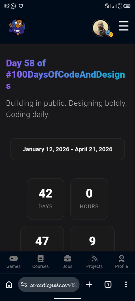 SomeMoreWater's tweet image. Day 58 of #100DaysOfCodeAndDesigns with the Sarcastic Geeks Trybe @sarcasticgeek4u

I said I'll explain today, 
Yesterday and today have been very hectic, working on a saas is really a lot of work. 
If you care about my suffer check the thread 🧵