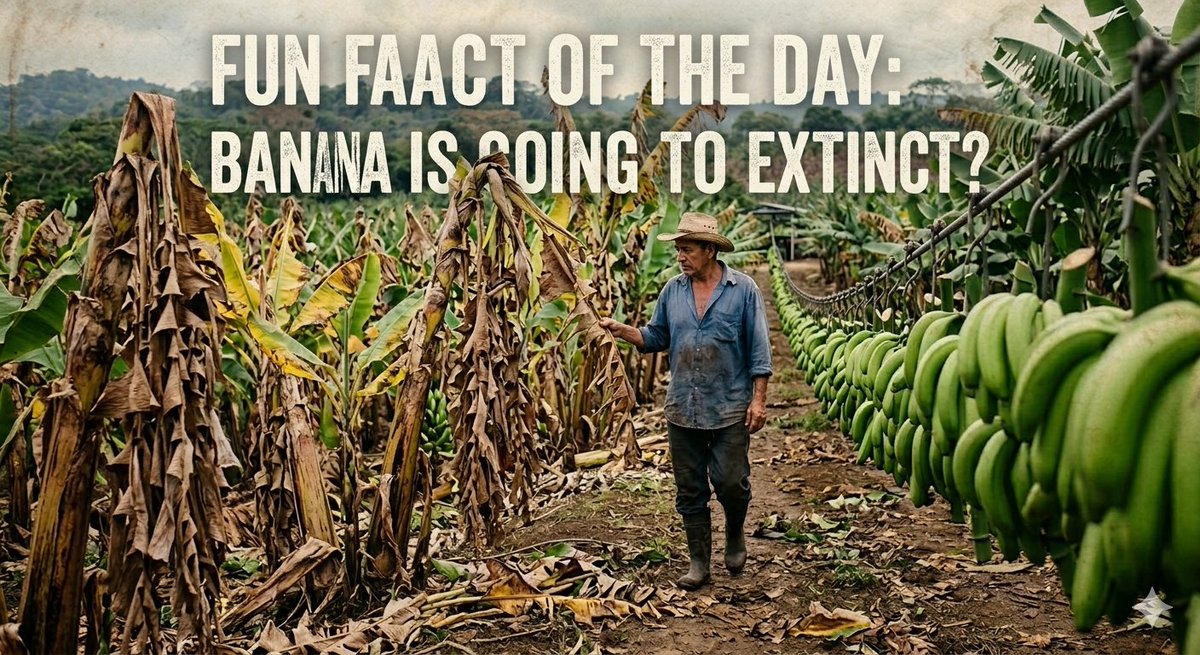 zorlock6's tweet photo. 🍌🍌🍌 
 Did you know the bananas your grandparents ate don't exist anymore?

Almost every supermarket banana are basically genetic clones.

One disease can wipe them all out.

The "Gros Michel" was wiped out in the 50s, and our current banana is next https://t.co/zkjEl1vzZy