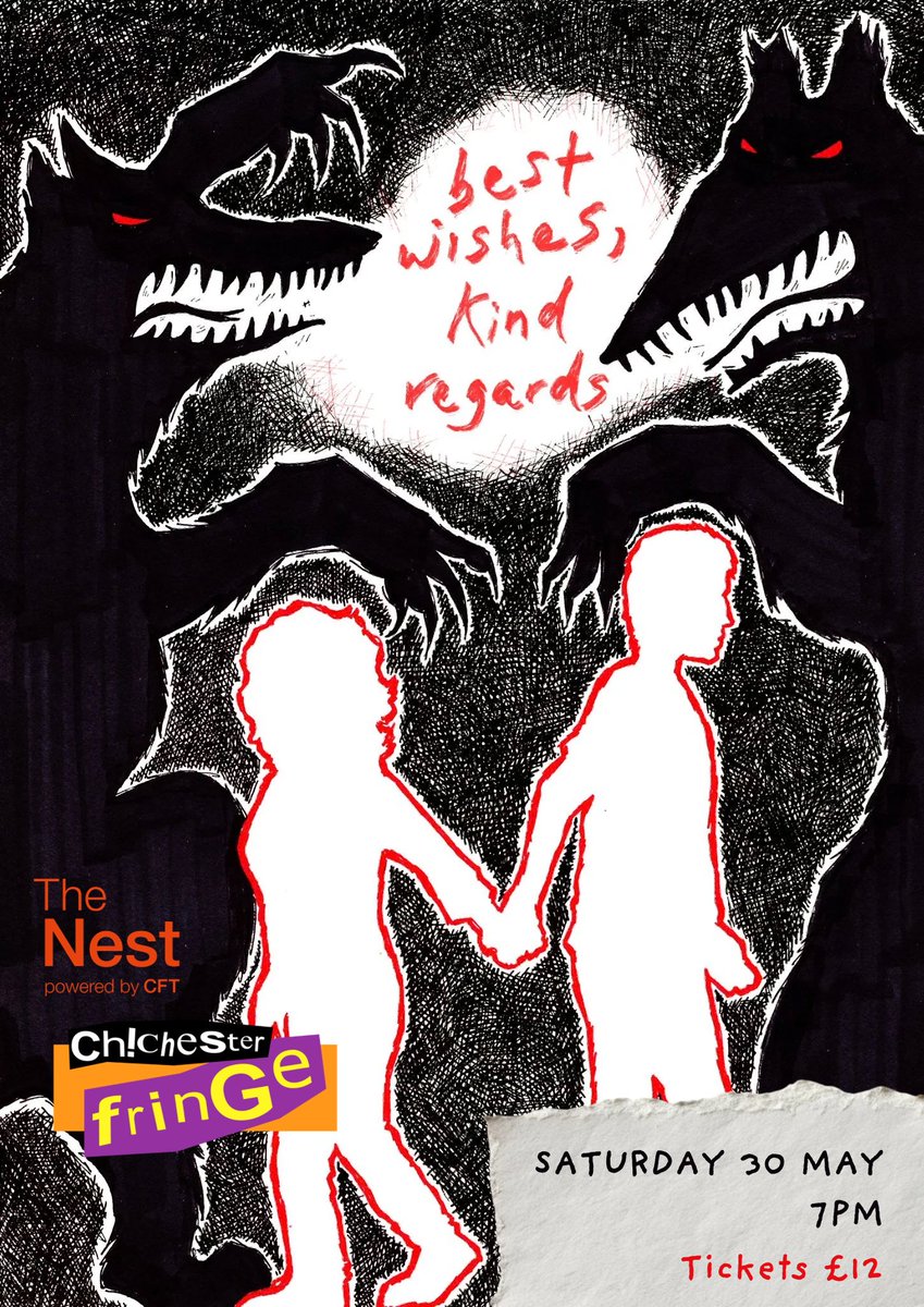🚨BREAKING NEWS🚨

best wishes, kind regards is coming to Chichester Fringe!🐺

🗓️ Saturday 30 May

⏰ 7pm

📍The Nest (powered by CFT)

Tickets 🎟️ chichesterfringe.co.uk/event-details-…

Donate 🌱 gofund.me/f59925f2c

#fringetheatre #BookNow #fundraising

Artwork by Genevieve Tomes