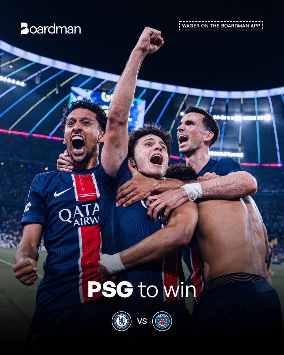 YourBoardman's tweet photo. The Club World Cup final grudge match is here! 😤 Chelsea vs. PSG. 

Will Chelsea repeat their 3–0 masterclass, or can PSG get their revenge?

Lock in your predictions on the Boardman app now. Wager, play, and win!

#chelsea #ucl #psg https://t.co/sPcPwK0z5R
