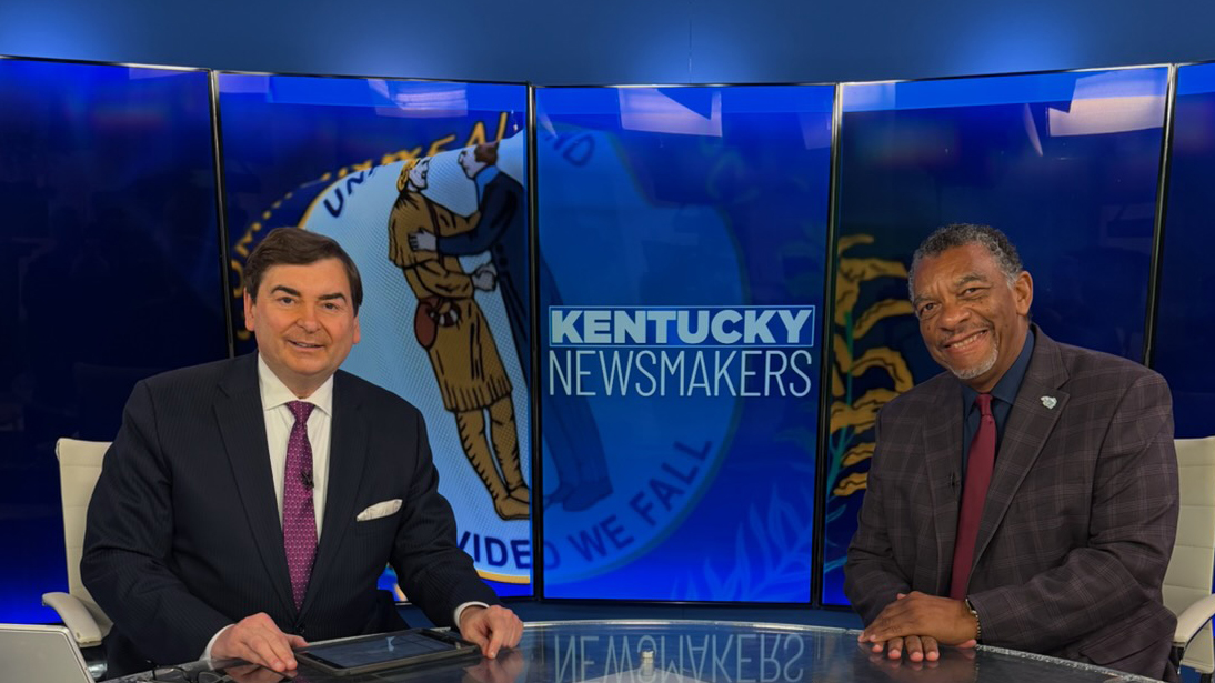 cpepres's tweet photo. Always happy to join my good friend, Bill Bryant, for a taping of @kynewsmakers. We talked about the legislative session, all the good student and workforce outcomes coming out of #KYHigherEd, and the need for a strong state budget investment to keep the progress going. https://t.co/ExuEseDx8u