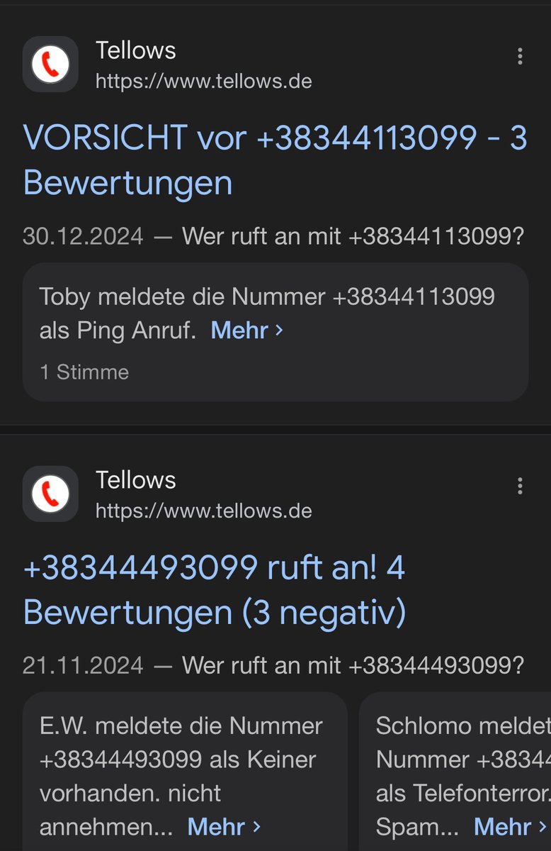 OrangeBitcoiner's tweet photo. Hallo zusammen 🚨 Bitte #Vorsicht  vor dieser unseriösen #Rufnummer +383 44 113 099 aus dem #Kosovo https://t.co/cbNBvthhVG