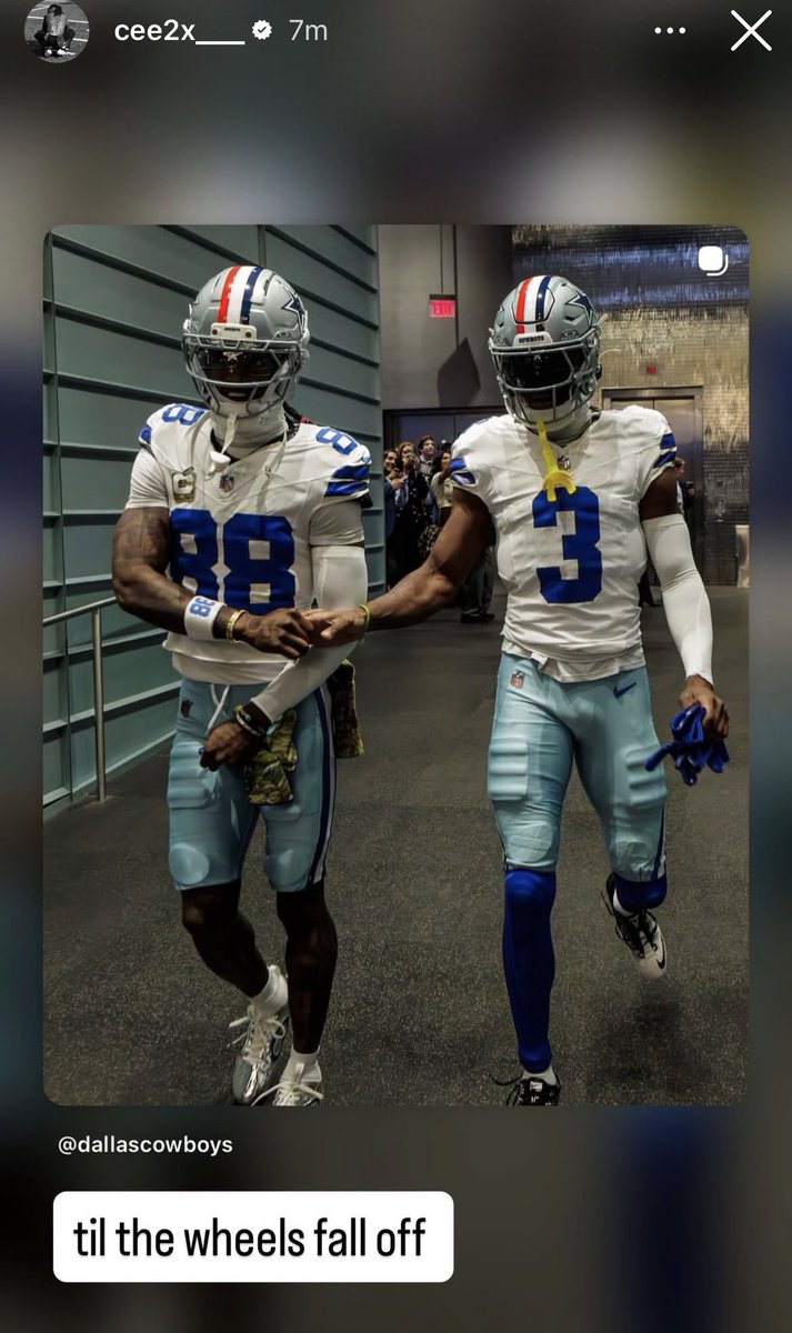 #Cowboys CeeDee Lamb on Instagram with a photo of George Pickens:

“til the wheels fall off.”