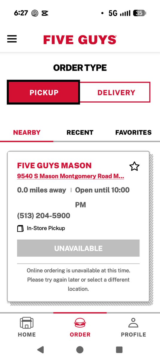 Nesolepus's tweet photo. @FiveGuys Great deal other than allowing them to turn off their online ordering system. Embarrassing. https://t.co/hCh3mvwg8L