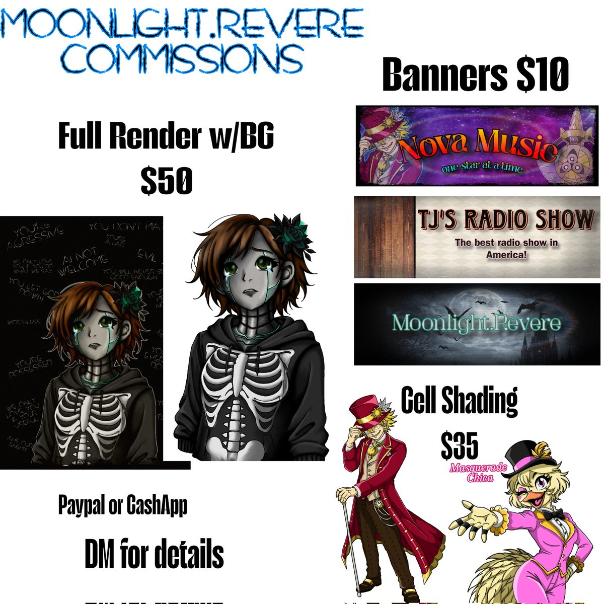 Moonlite_revere's tweet image. Okay I made a commissions sheet, to help me fund my projects! Please share. #commissions #commissionopen #banners #artwork