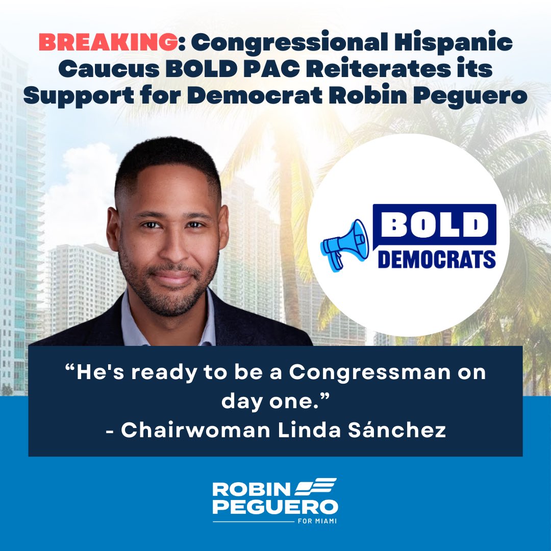 pegueroformiami's tweet photo. The national Hispanic Caucus in Congress has lined up behind the strongest Latino candidate for the largest Hispanic district currently represented by a Republican (at 74%) — and his name is Robin Peguero. He has been in the fight for our country and democracy for 20 years, and he is ready to be congressman on Day One.
— Signed, Team Peguero
—
El Caucus Hispano nacional del Congreso se ha alineado con el candidato latino más fuerte para el distrito hispano más grande actualmente representado por una republicana (con un 74%) — y se llama Robin Peguero. Lleva 20 años luchando por nuestro país y la democracia, y está listo para ser congresista desde el primer día.
— Firmado, Equipo Peguero