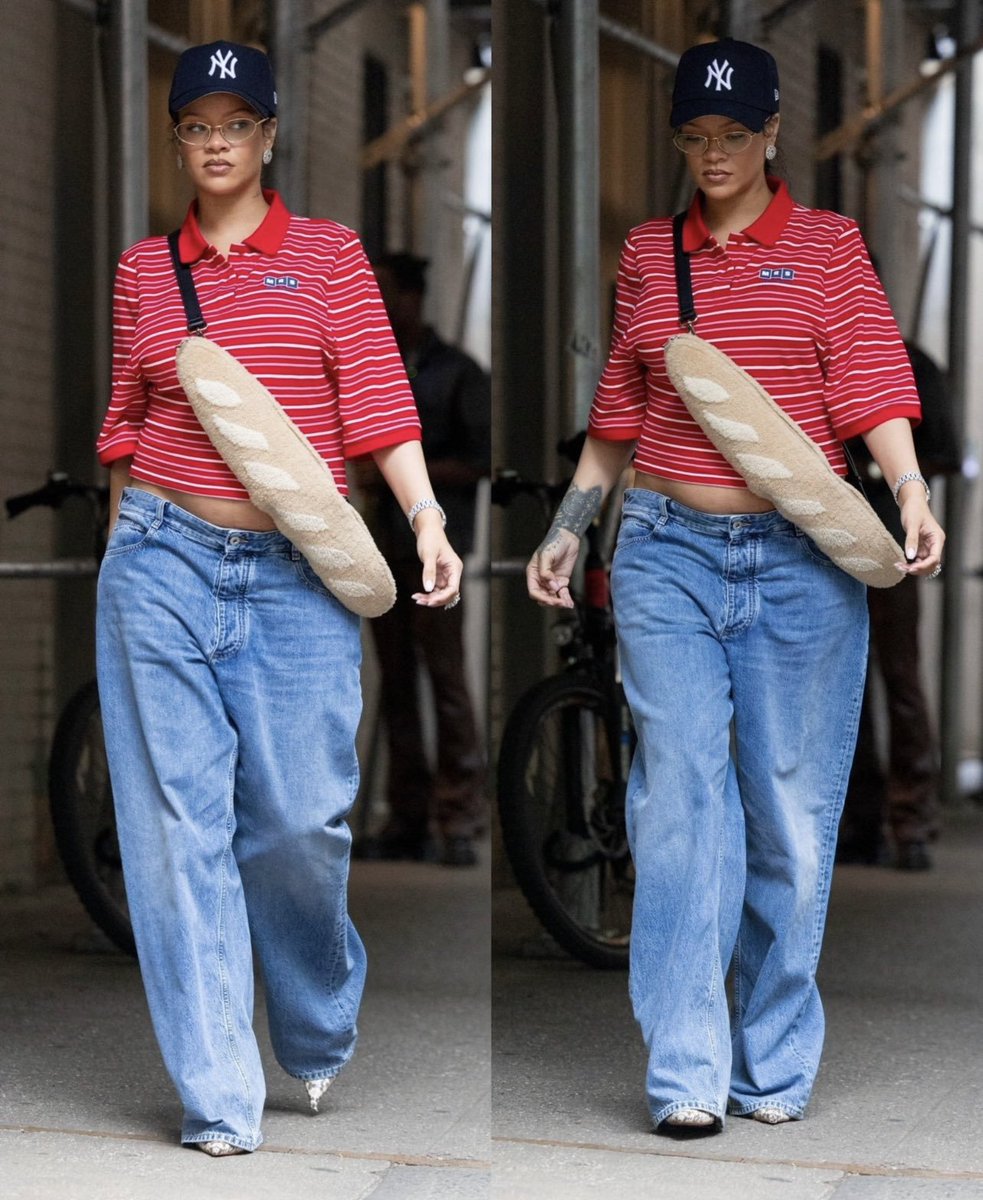 HardestFitPics's tweet photo. Rihanna in NYC with a Fendi Baguette bag (2025) https://t.co/4lZMNFiF3Q