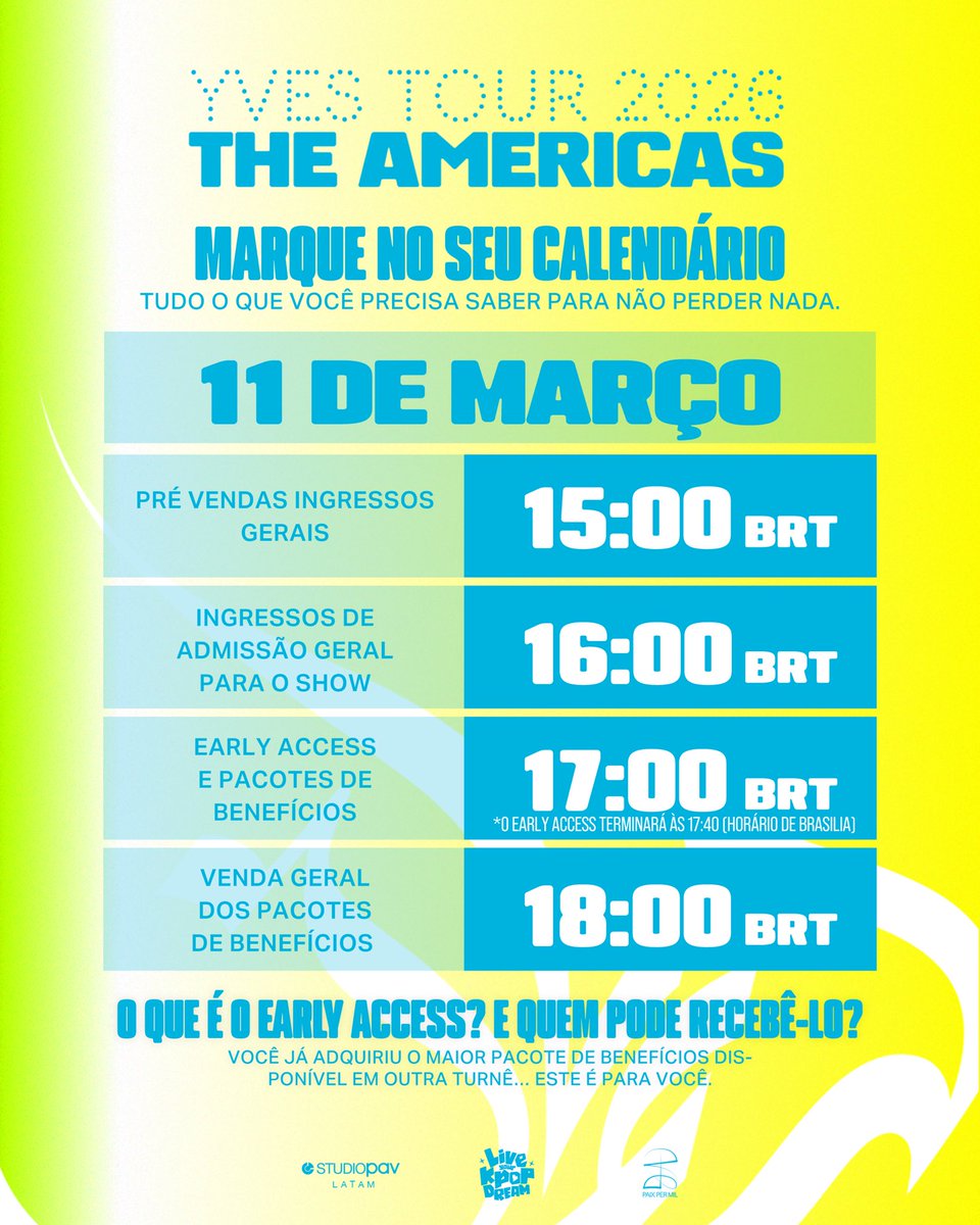 npomvtt's tweet image. Foram divulgadas informações sobre a venda para os ingressos da "YVES TOUR 2026 THE AMERICAS" que estará no Brasil em 29 de maio, no Vip Station em São Paulo. 

A pré venda dos ingressos inicia dia 11 de março ás 15h e a venda geral as 16h.

🔗LiveYourKpopDream.com