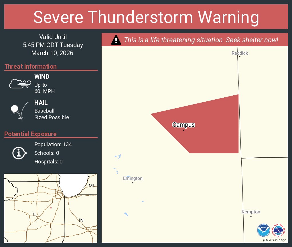 Severe Thunderstorm Warning including Campus IL until 5:45 PM CDT. This ...