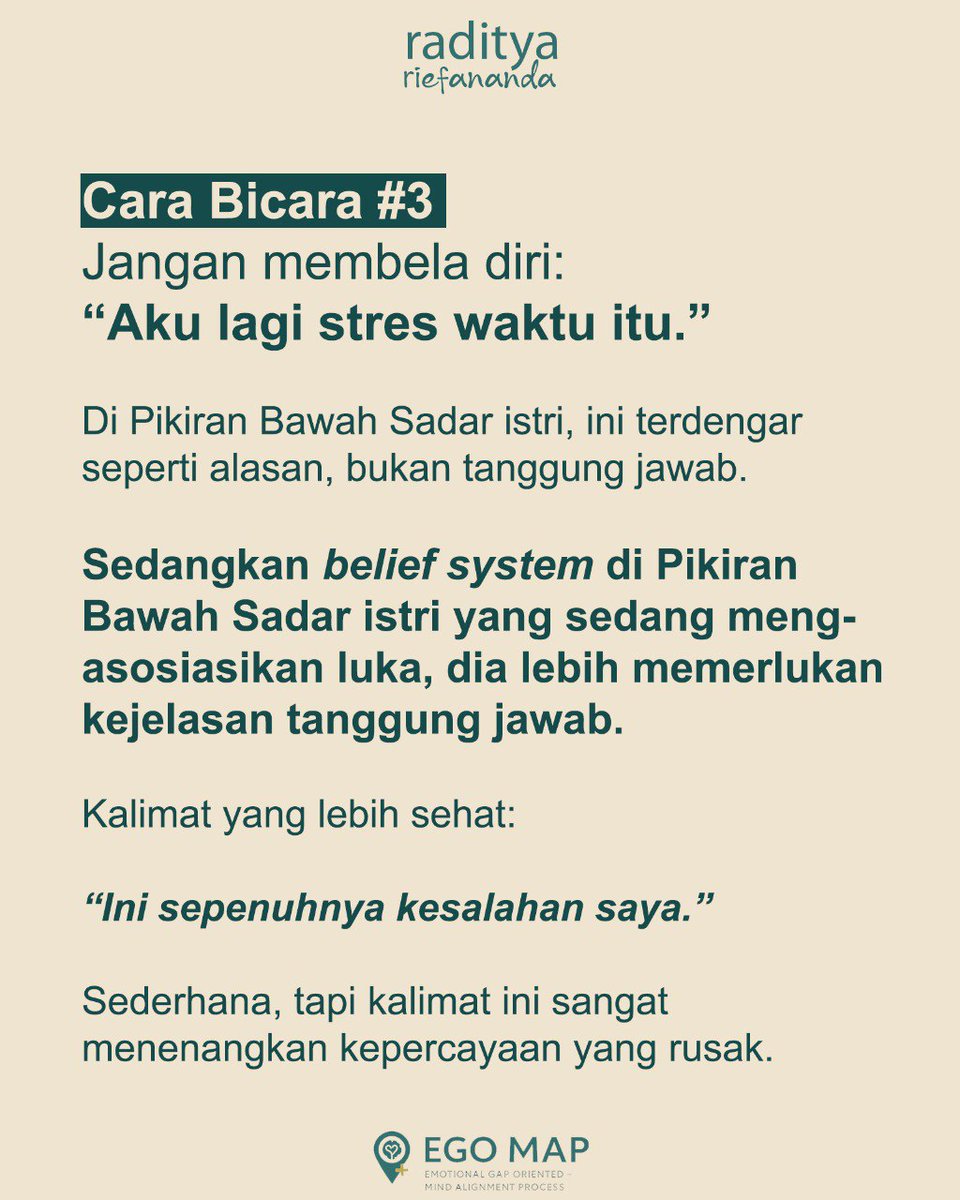 raditriefananda's tweet photo. Perselingkuhan suami bisa merusak belief system di Pikiran Bawah Sadar (PBS) istri. Belief system itu seperti program yang membentuk rasa aman, percaya, harga diri, dll. Saat suami selingkuh, semua program itu hancur.

Saya bisa bantu memulihkannya … https://t.co/YiYqprzNme