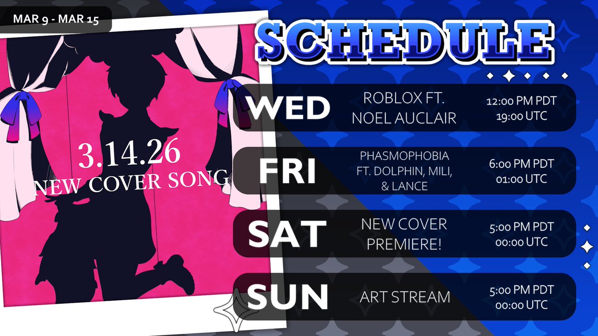 kurtishoshimoto's tweet photo. 🎩This Week's Stream Schedule✨
A LONG-AWAITED NEW COVER! Plus, more collabs with friends!
🔴Live Tag: #CallingCardSent
🎨Art Tag: #Phan_Art
📽️Clips Tag: #CaughtIn4Kurtis https://t.co/CjULO3rUsq